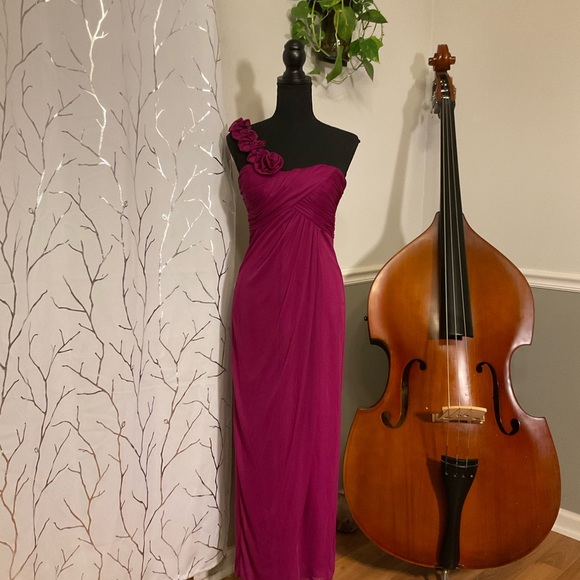 Cache brand, Magenta colored Gown, single shoulder strap, fitted bodice, s 4 - Picture 2 of 9